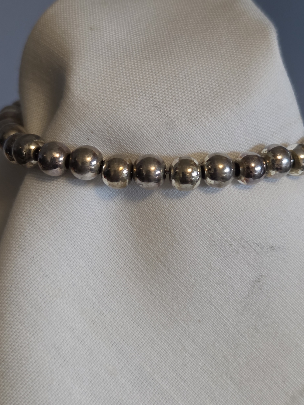 Vtg Napier 7" Silver-Tone Metal Bead Bracelet